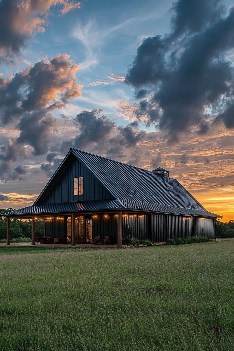 Stylish barn house with a wraparound porch