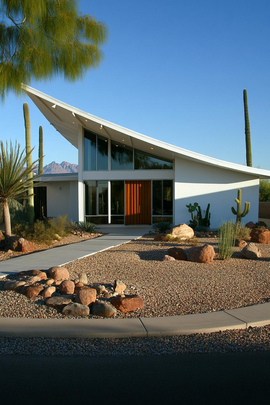 Striking mid-century modern house with angular roof