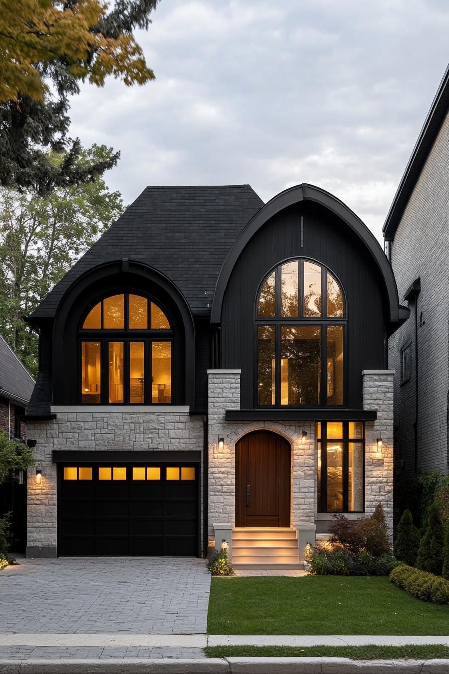 Modern Tudor House with Stone Facade