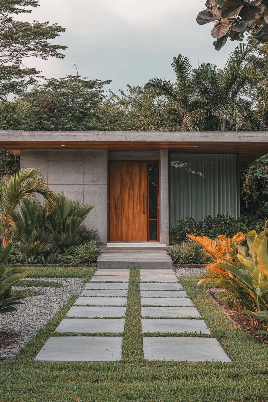 Mid-century modern house with concrete and wood design