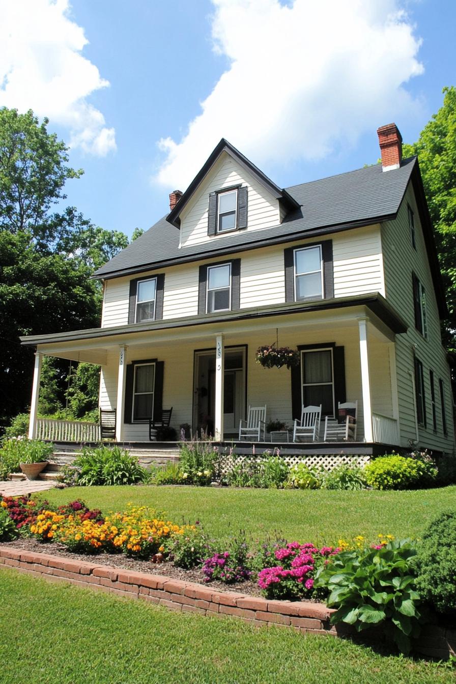 Charming country farmhouse with a welcoming porch