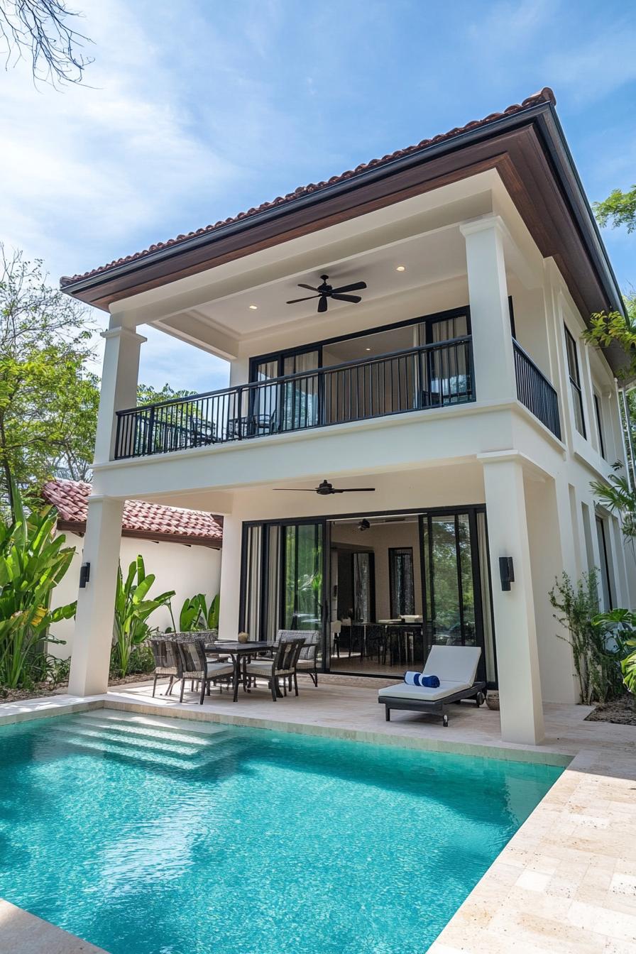 Two-story villa with a pool in front