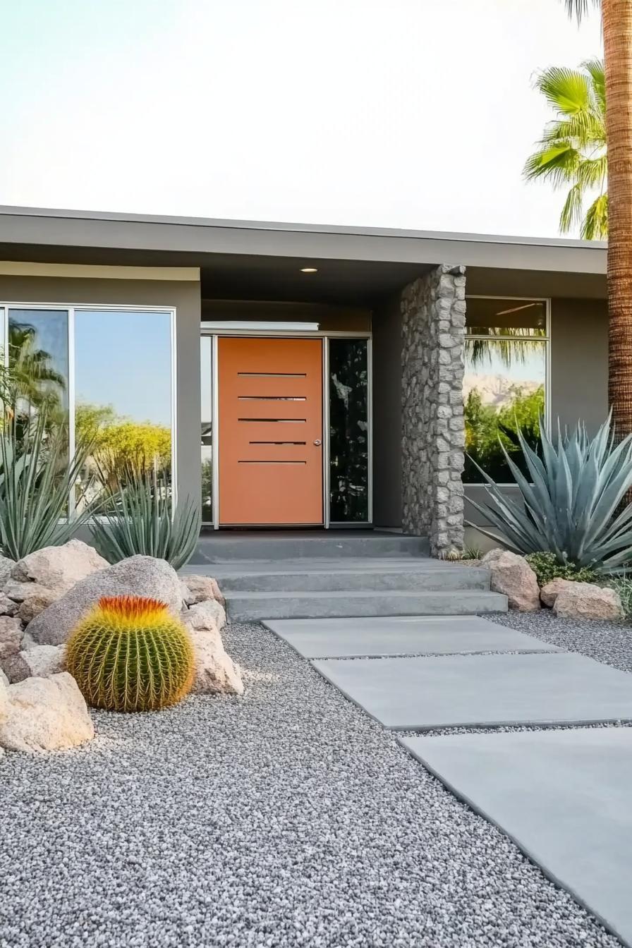 Mid-century home with a striking orange door