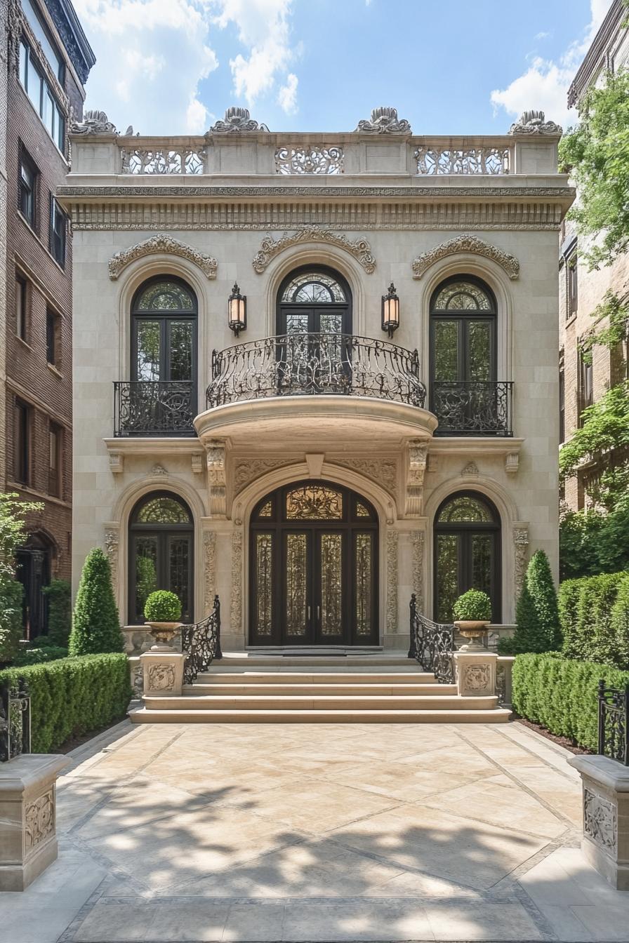 Luxurious stone house with ornate features