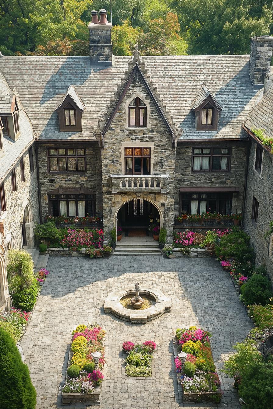 Elegant stone mansion with a charming courtyard