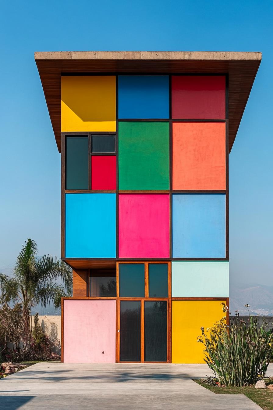 Modern house with a vibrant patchwork facade