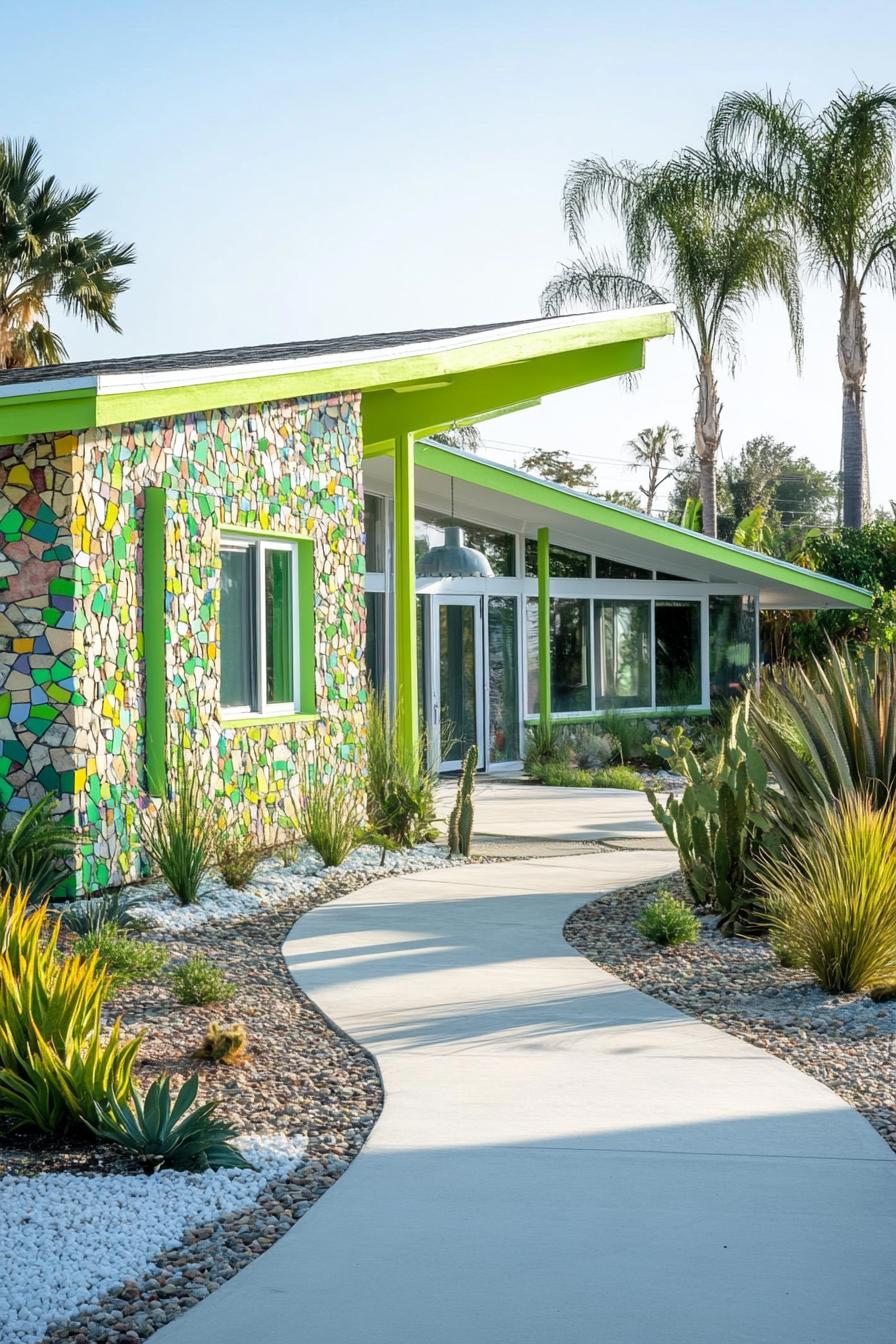 Vibrant mid-century house with colorful mosaic