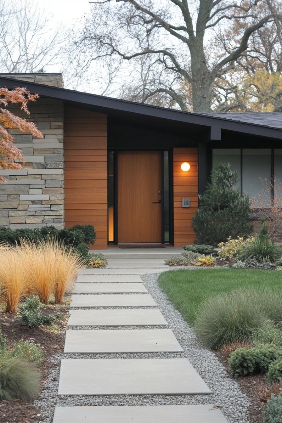 Contemporary house with wood and stone façade