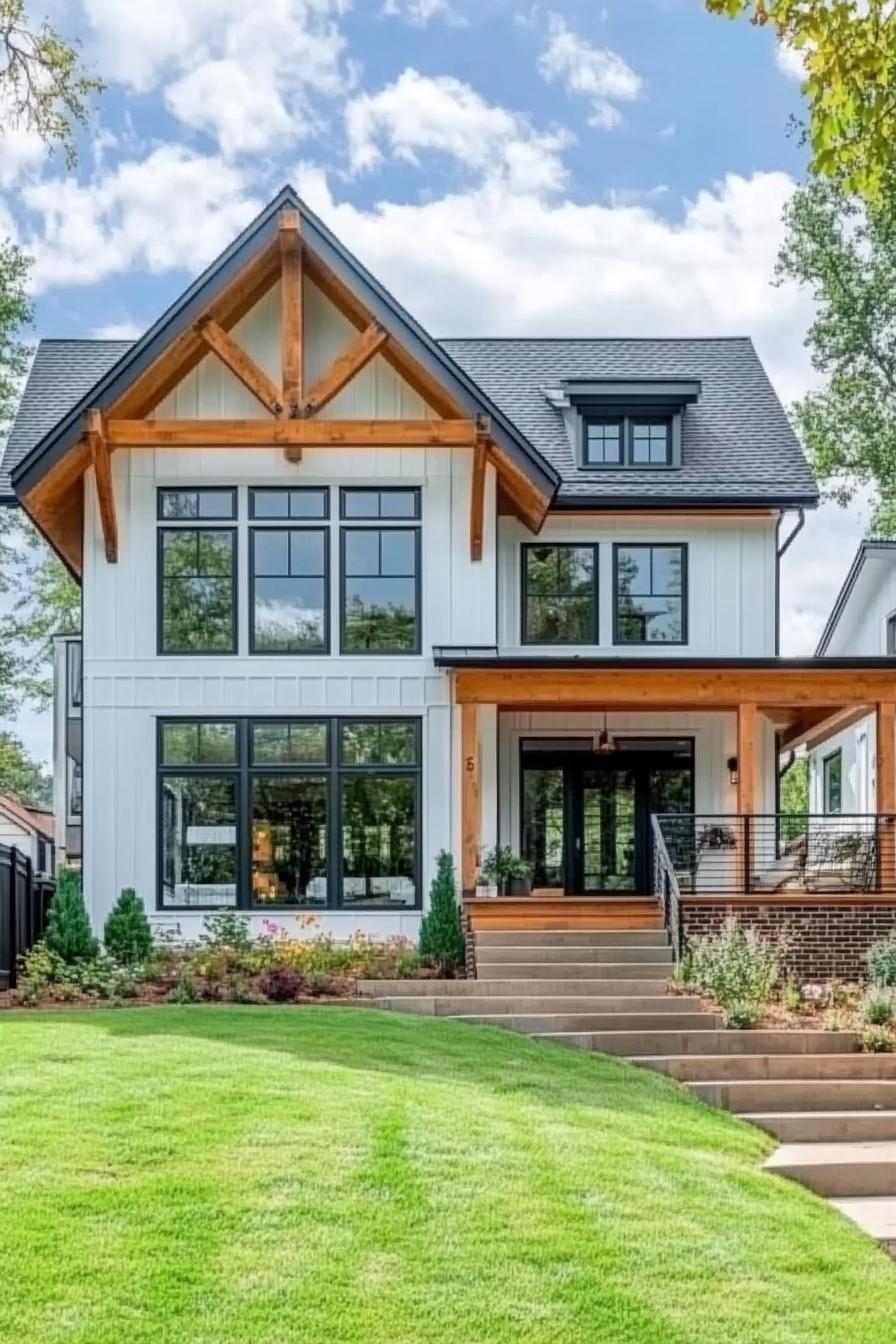 Charming modern house with timber accents and big windows