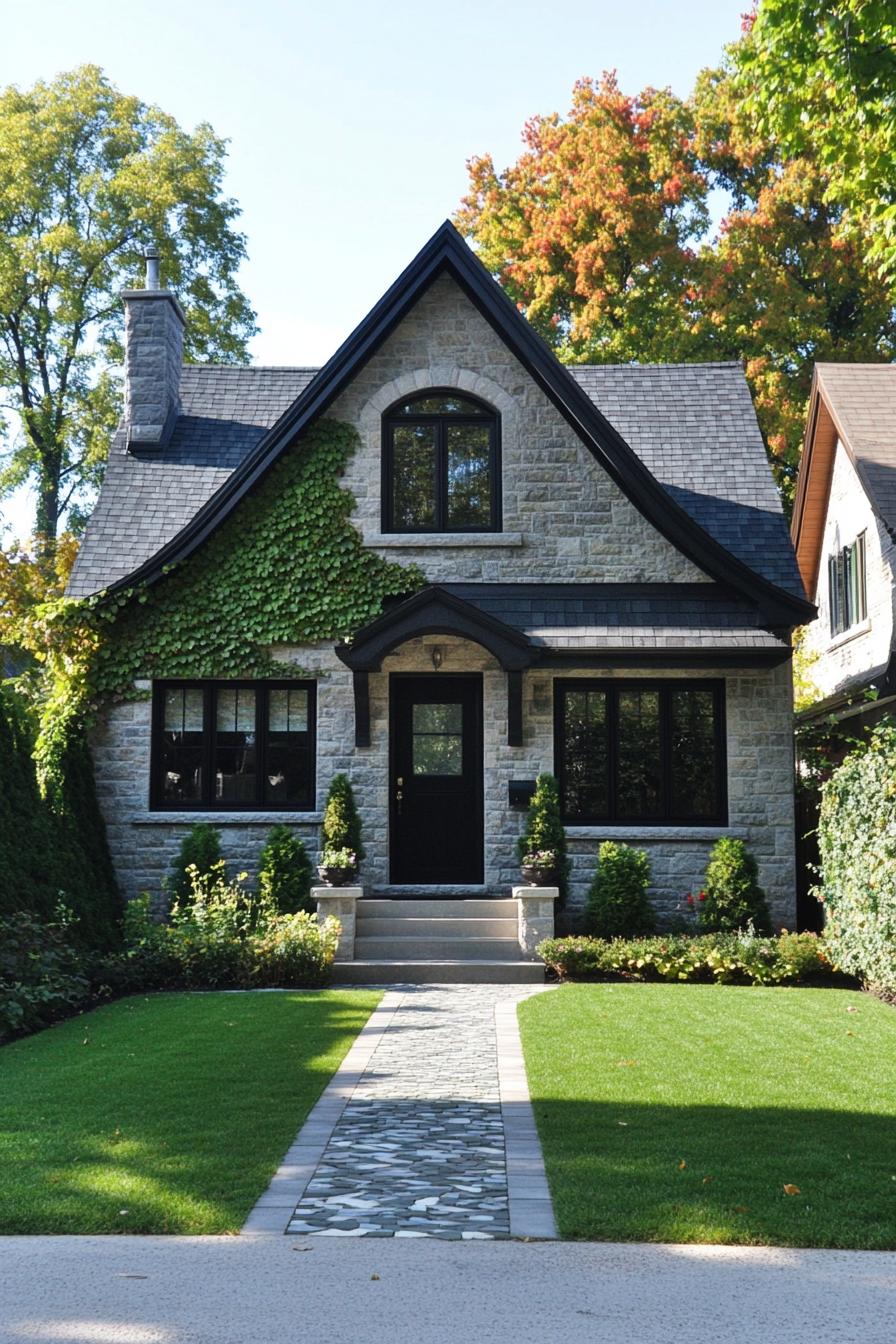 Charming stone house with ivy-covered facade