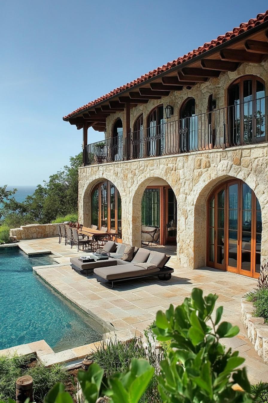 Mediterranean-style villa with a pool and ocean view