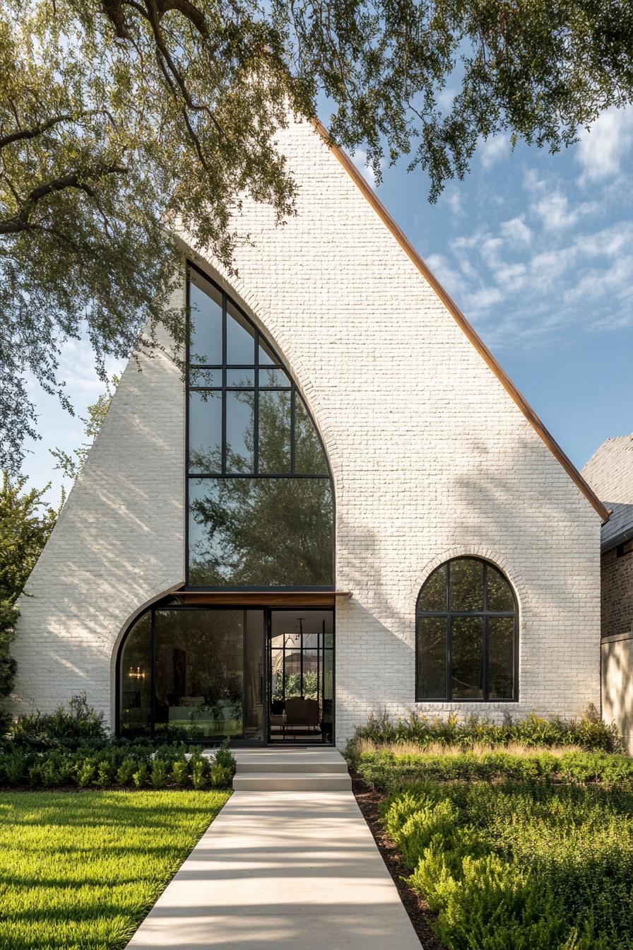 Modern Tudor house with large windows and a steeply pitched roof