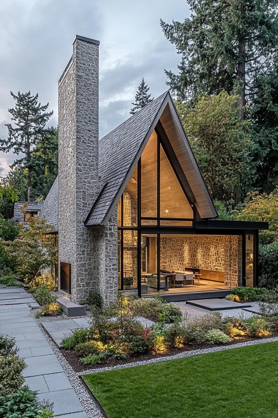 Charming stone house with a towering chimney