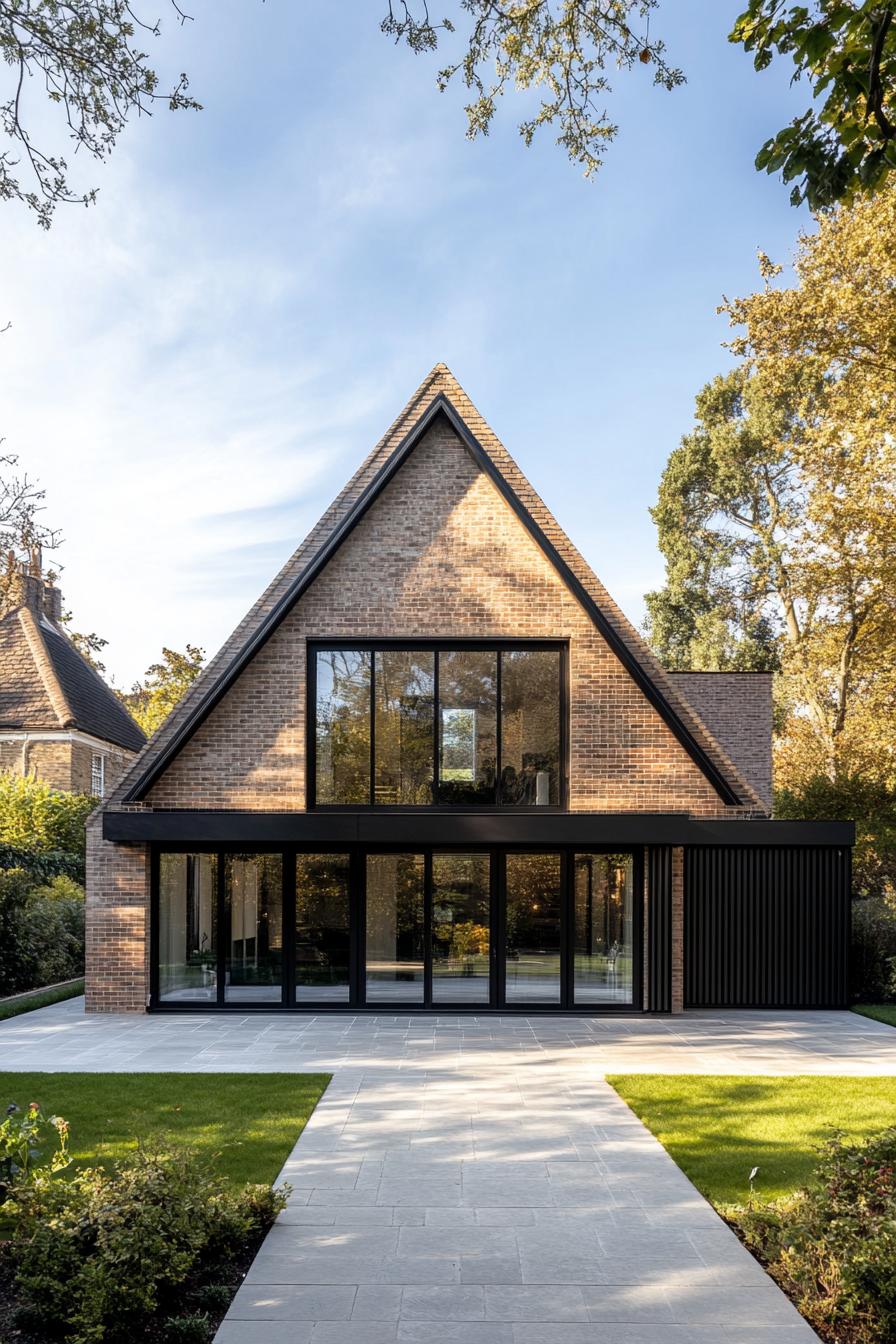 Modern house with a gable roof and large windows