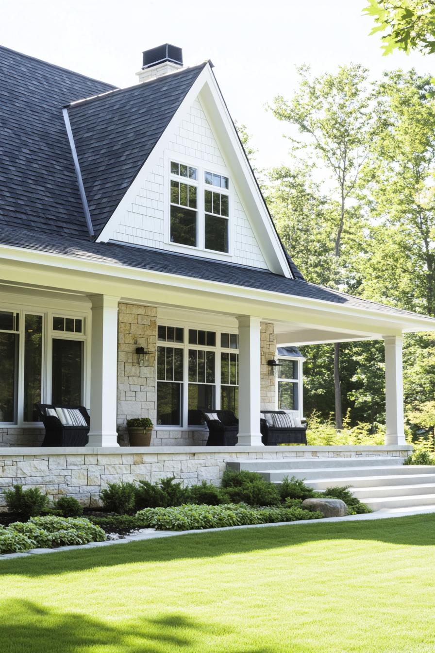 Charming stone house with lush green lawn