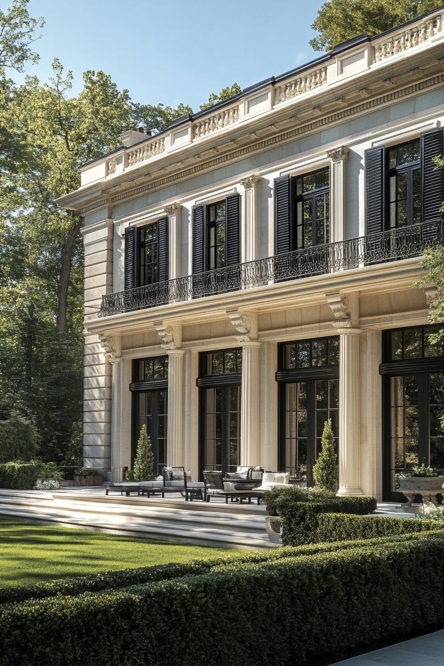 Grand mansion with a timeless facade and lush garden