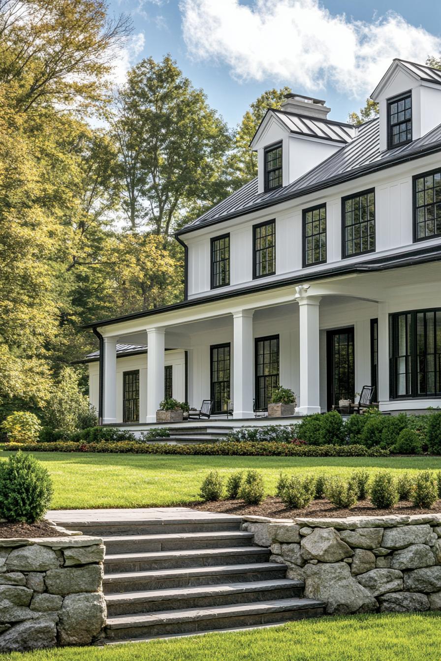 Modern farmhouse with expansive porch