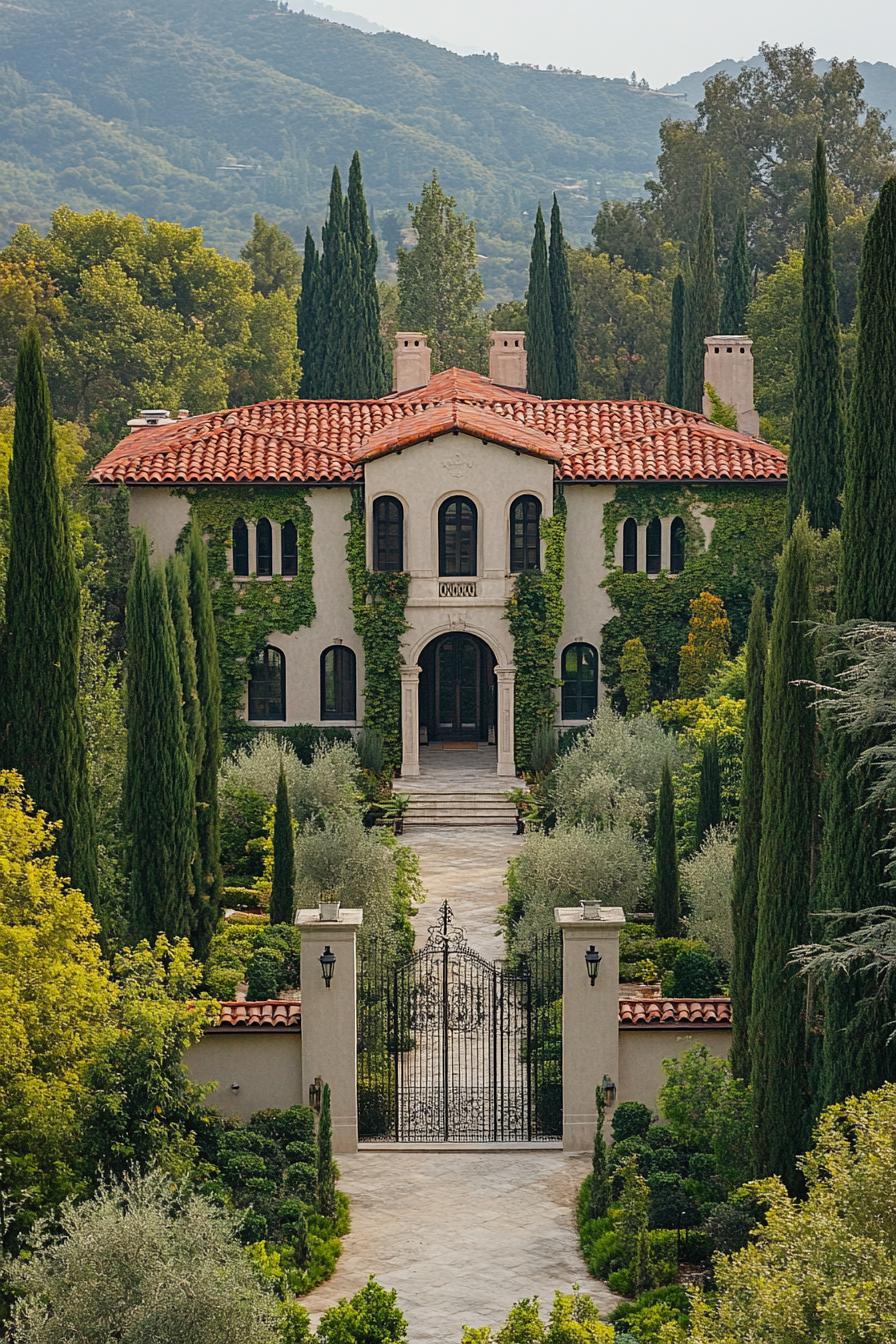 Luxurious Mediterranean estate embraced by lush greenery