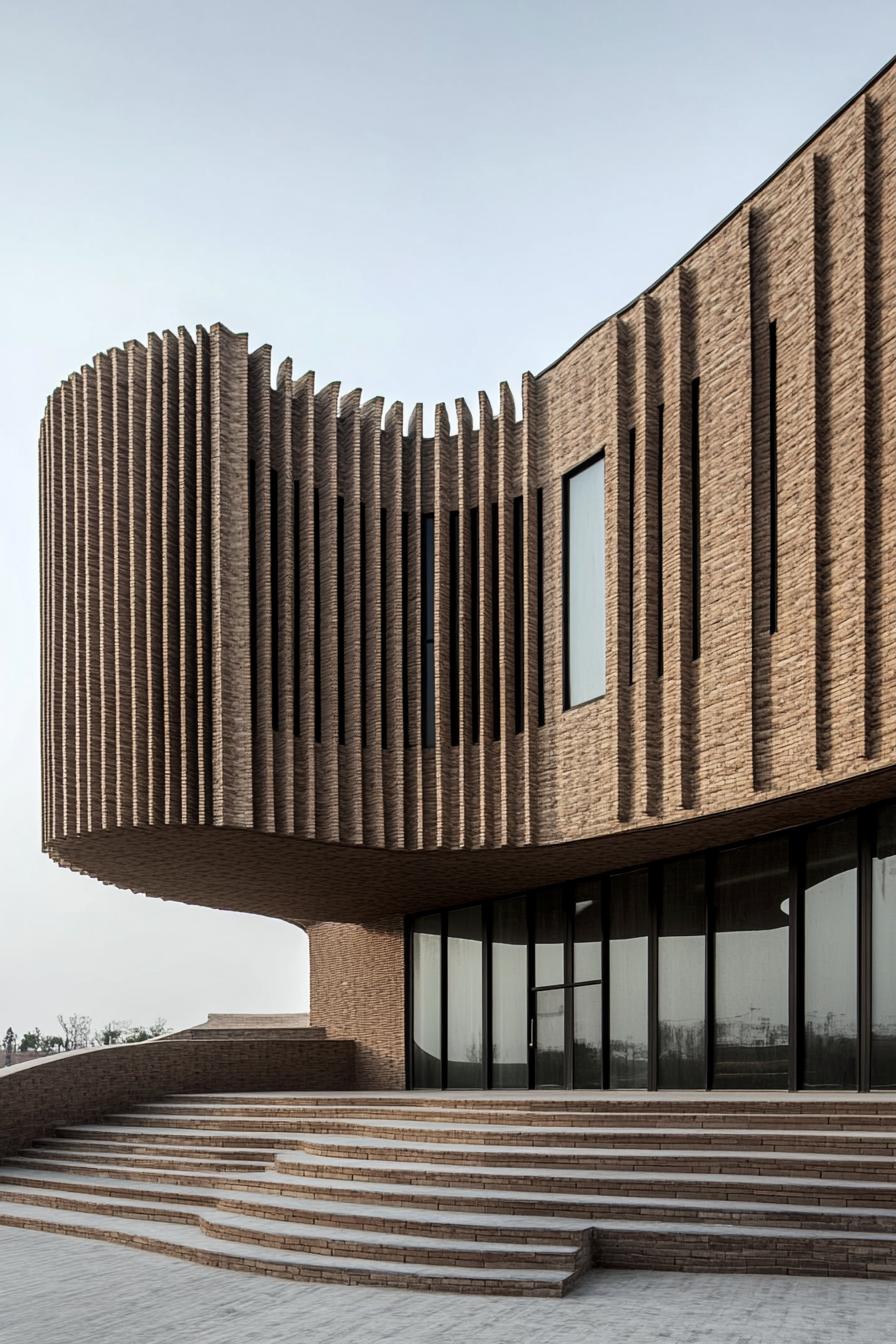 Unique brick façade with wavy vertical design