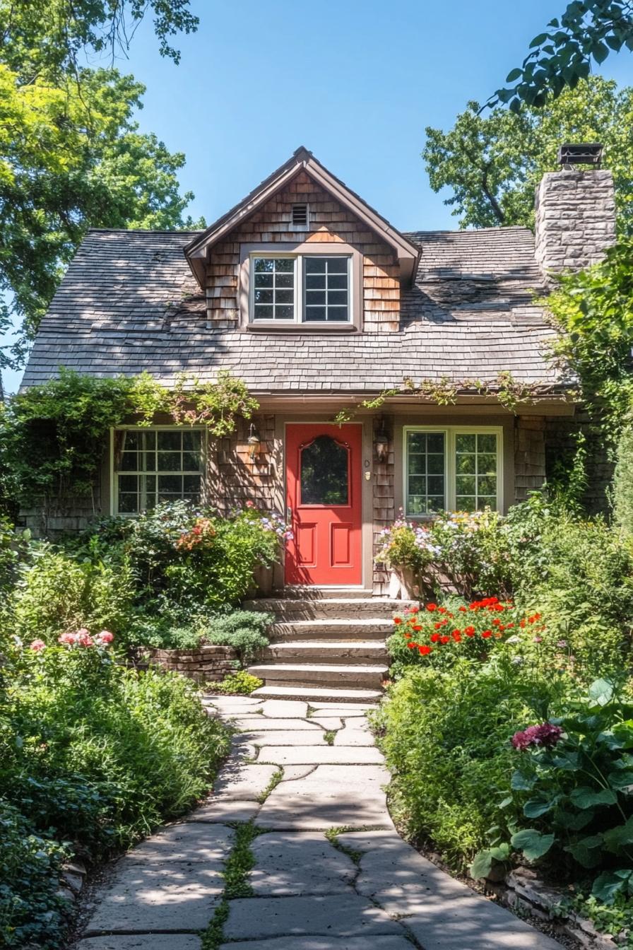 Charming cottage with a vibrant red door