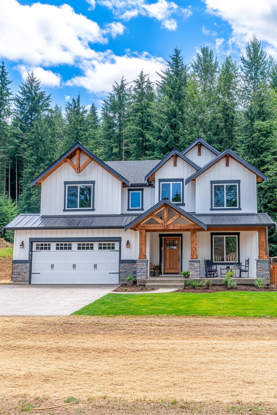 Charming two-story metal home with wooden accents