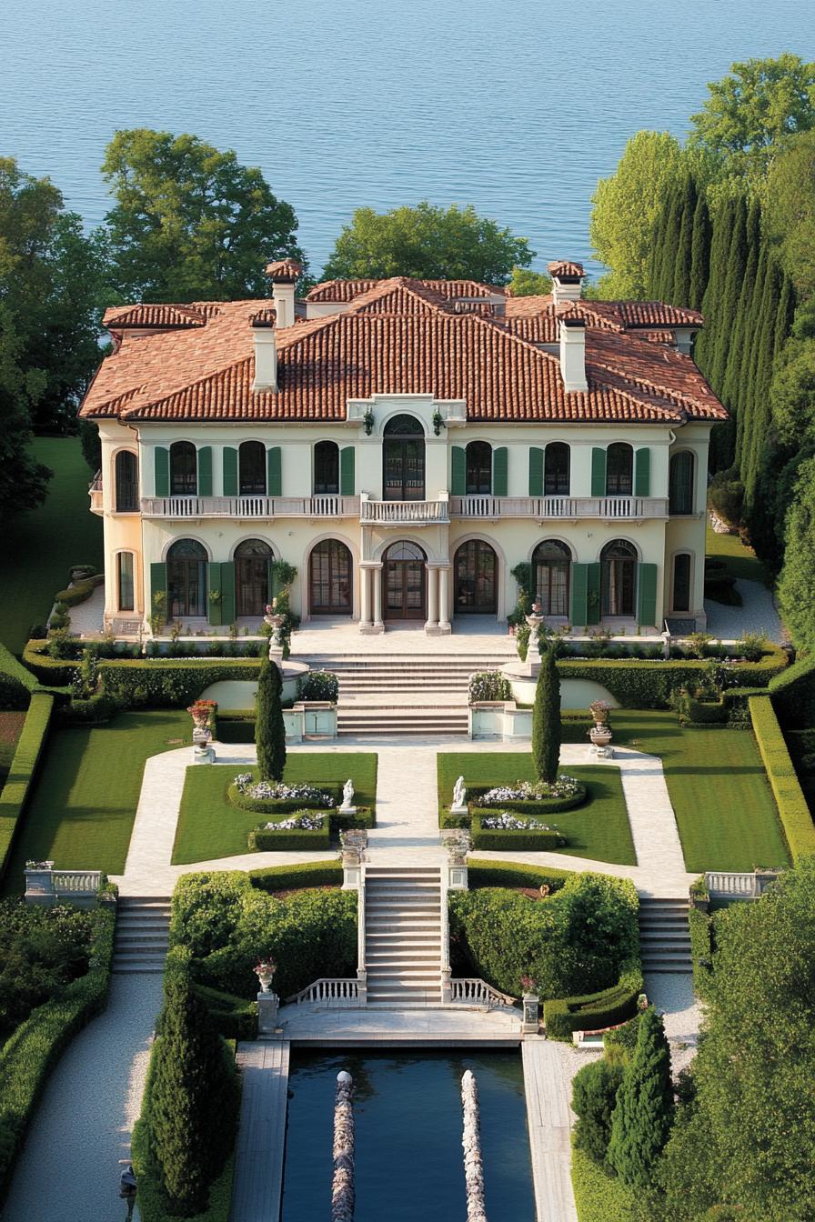 Large villa with terracotta roof and manicured gardens