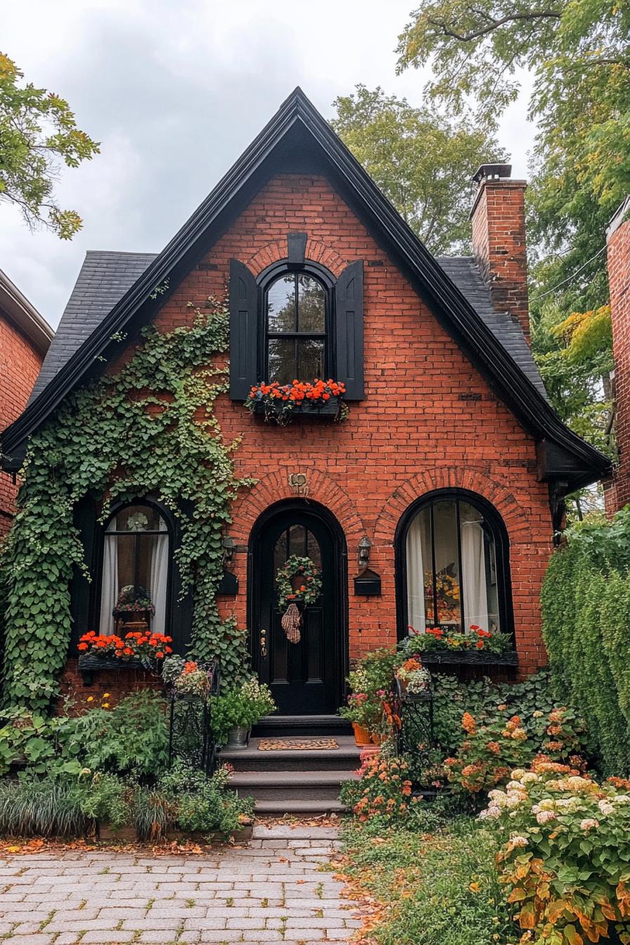 Charming brick cottage with lush greenery