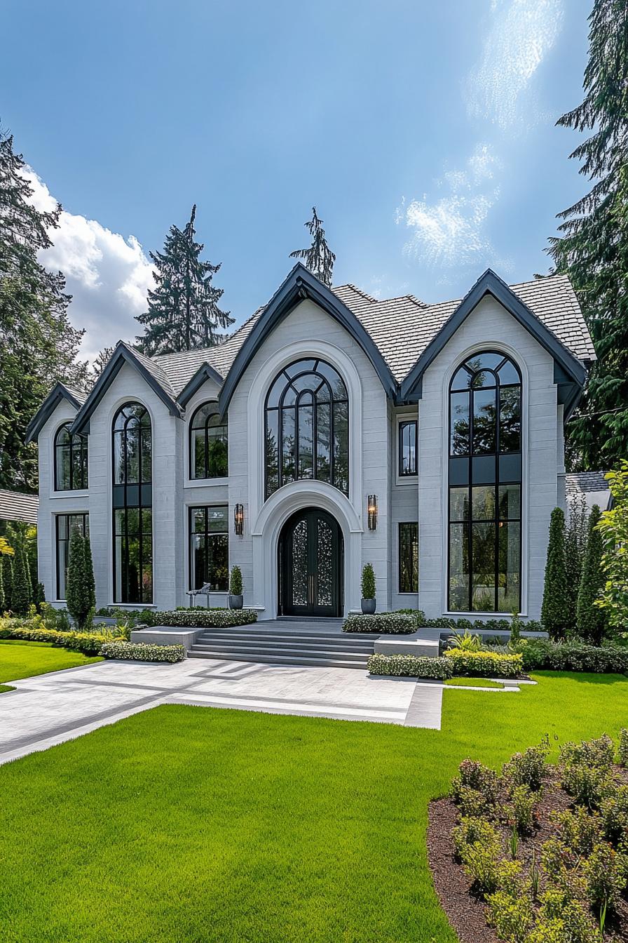 Luxury home with grand arched windows