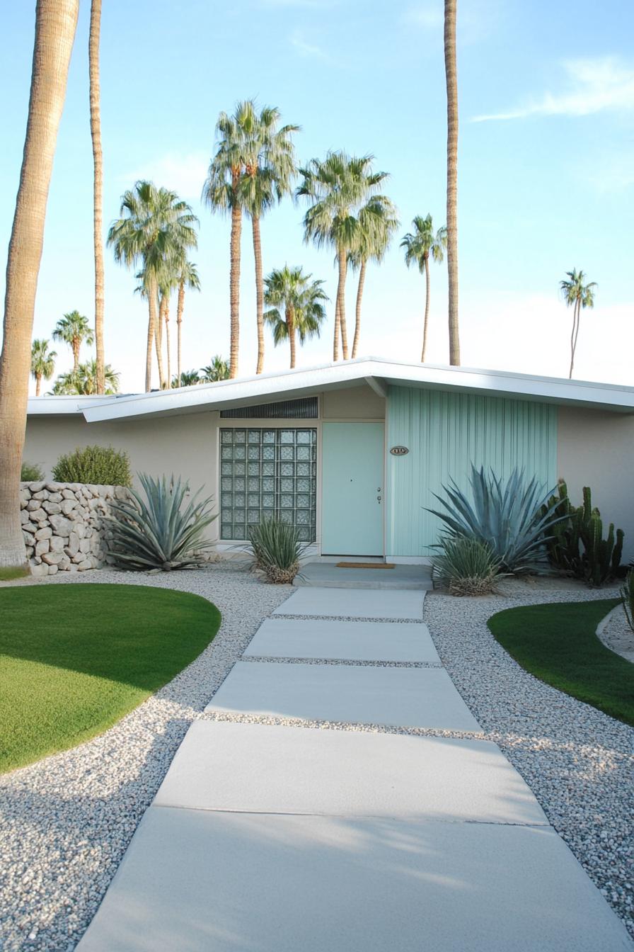 Palm Springs house with pastel door and cacti