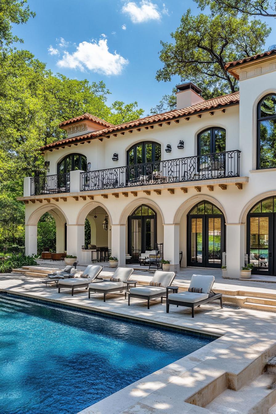 Elegant villa with arches by the pool