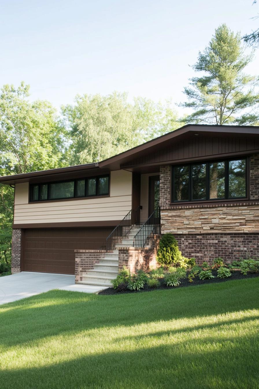 Charming brick house with lush greenery