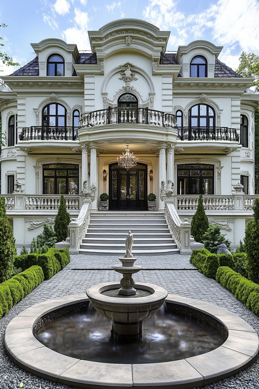 Elegantly carved mansion with grand staircase