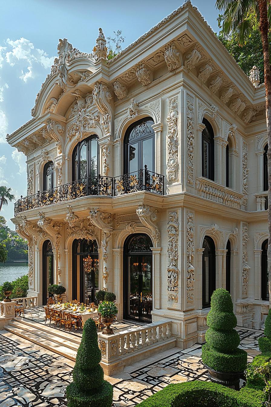 Extravagant mansion with ornate detailing