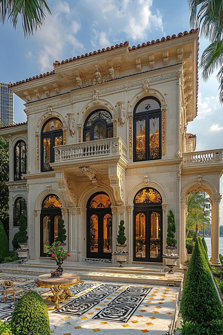 Luxurious villa with intricate architecture