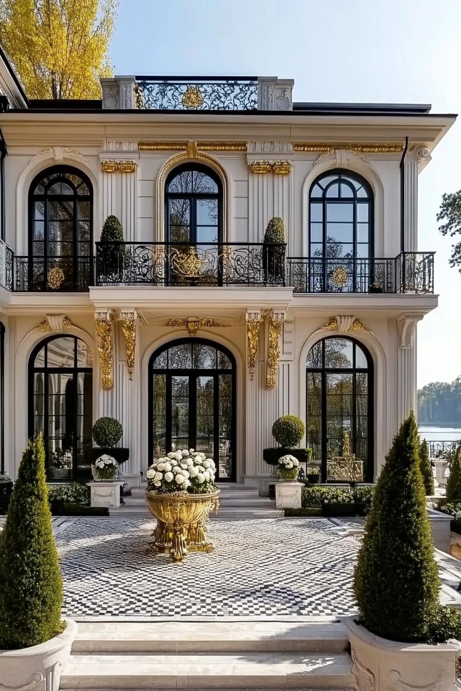 Luxurious French-inspired facade with gold accents