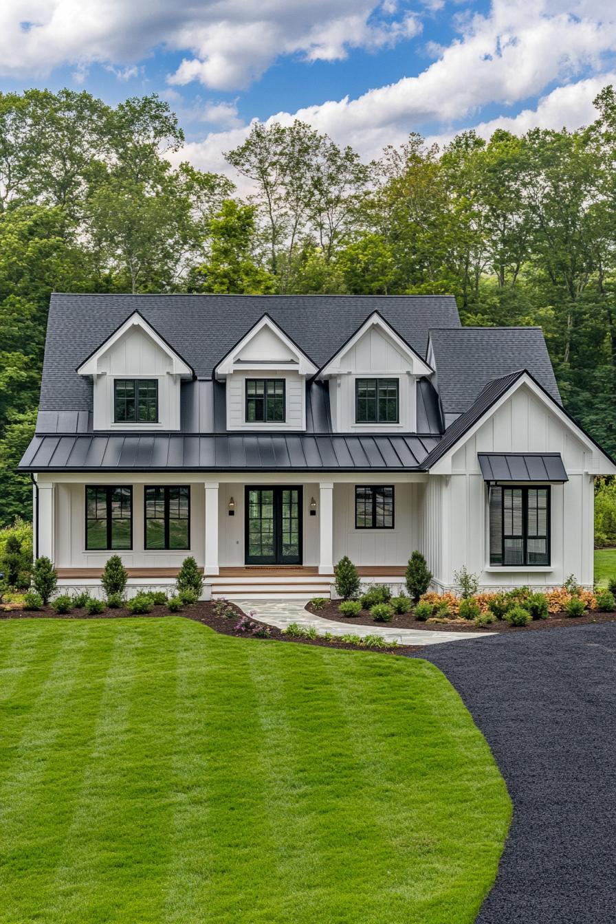 Charming modern home with a lush green lawn