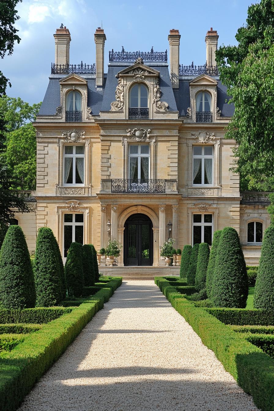 Elegant chateau with manicured gardens