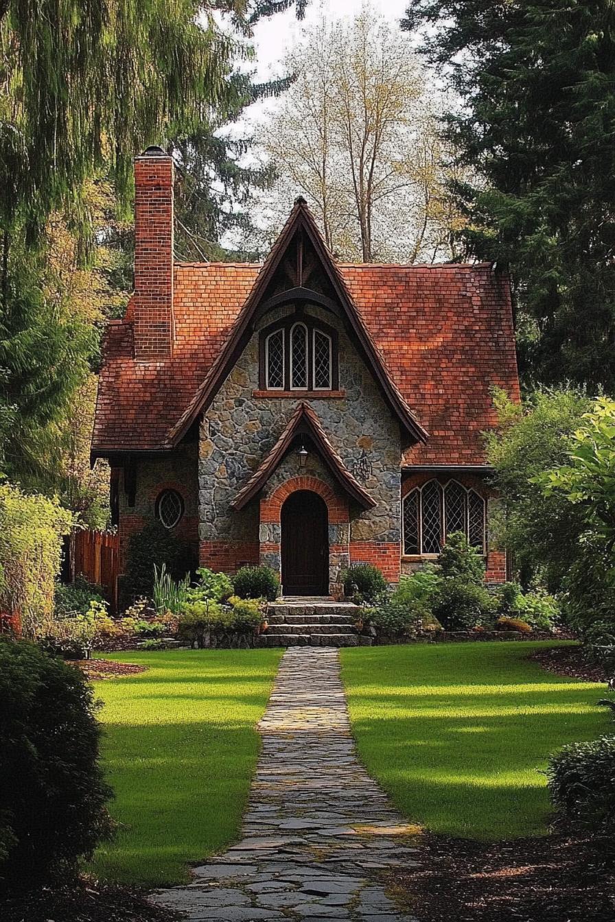 Charming stone cottage amidst lush greenery