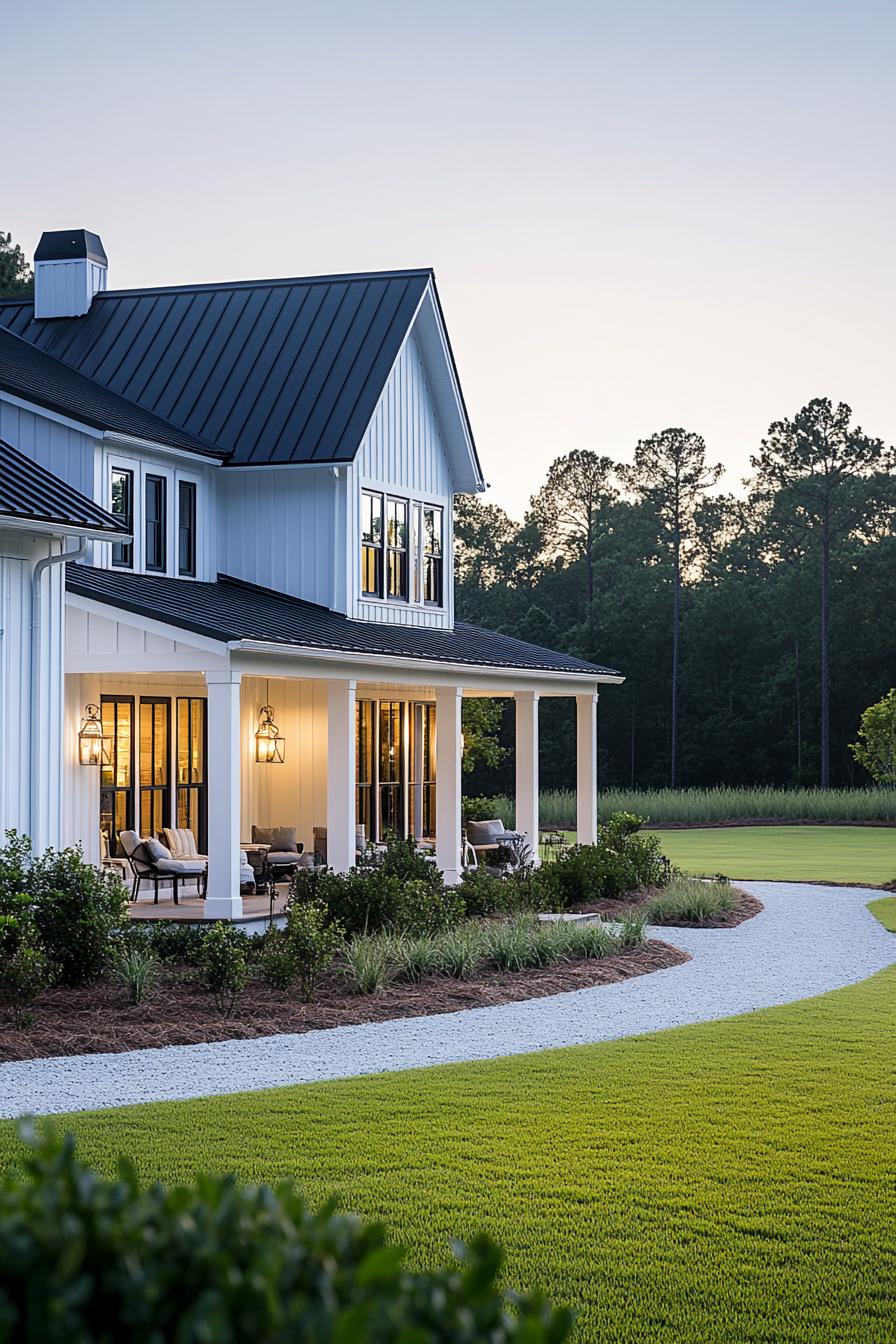 Modern country farmhouse with ample porch