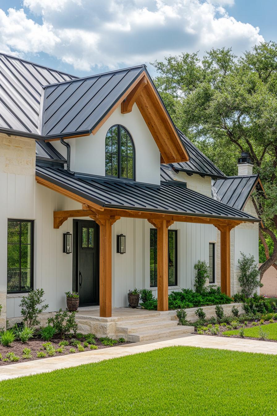 Charming house with dark roof and classic Gothic elements