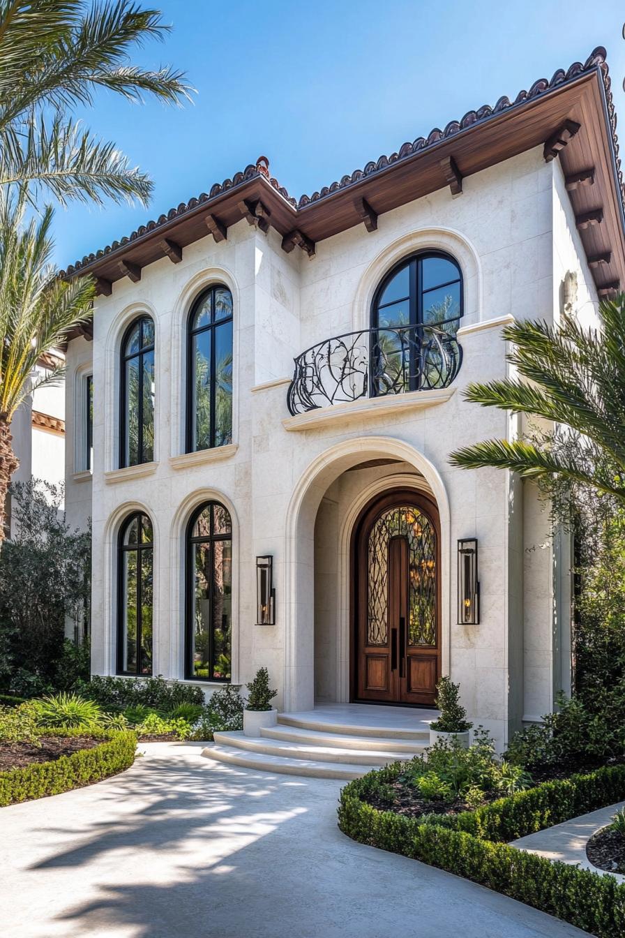 Elegant Mediterranean-style house with arched windows