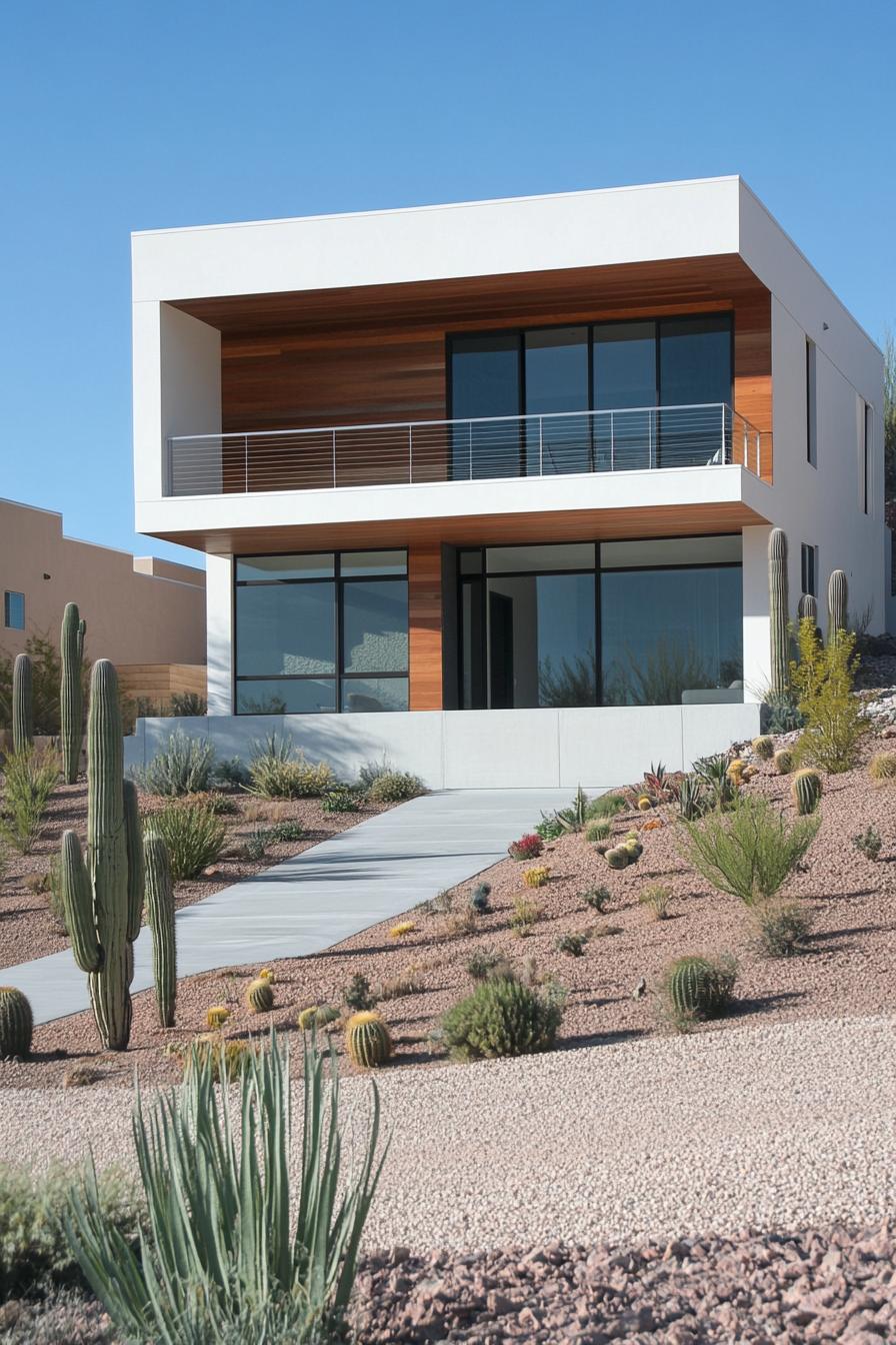 Modern hillside house with a cactus garden