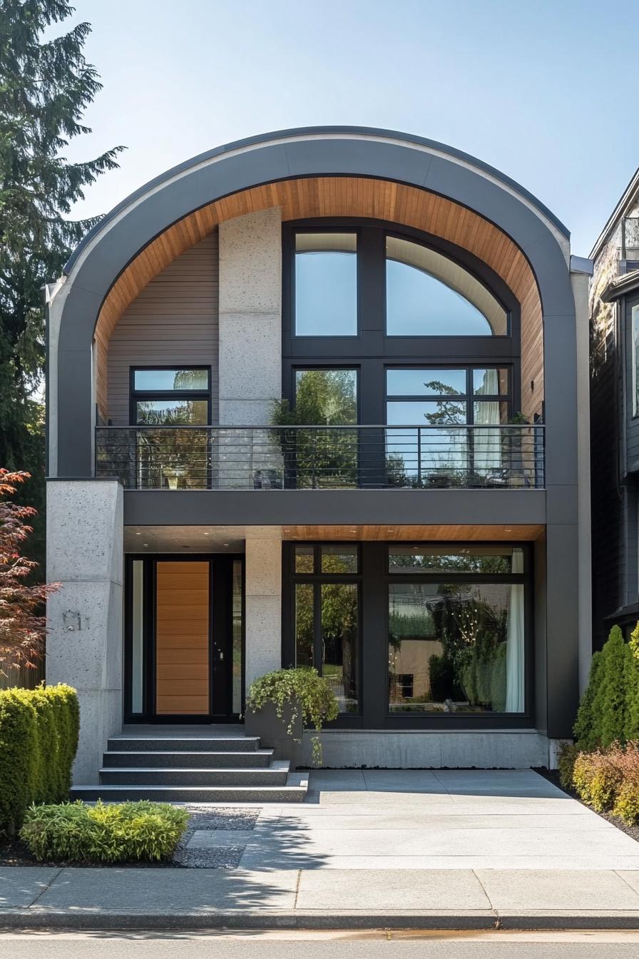 Contemporary house with a rounded arch and large windows