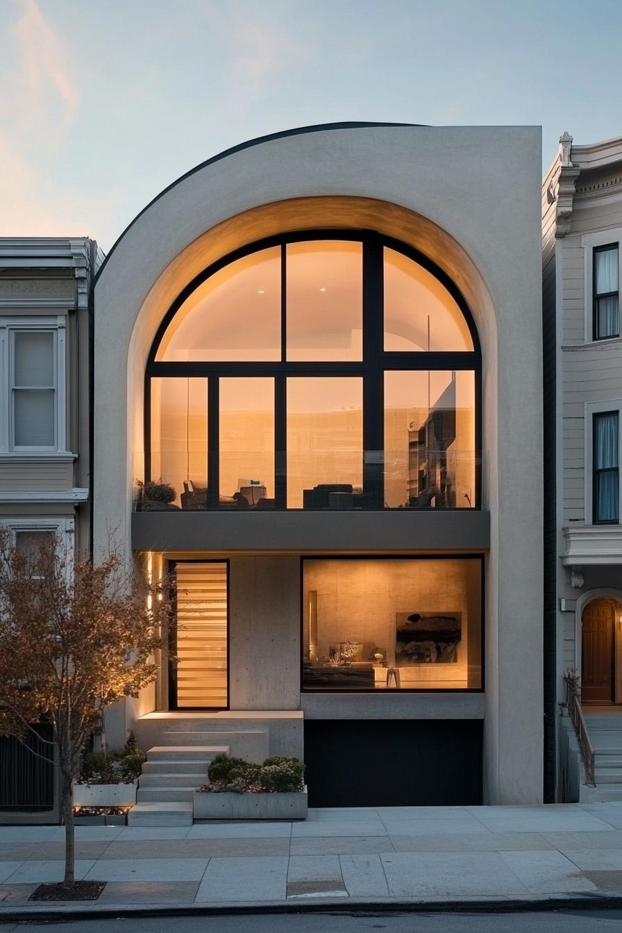 Modern house with arched glass façade