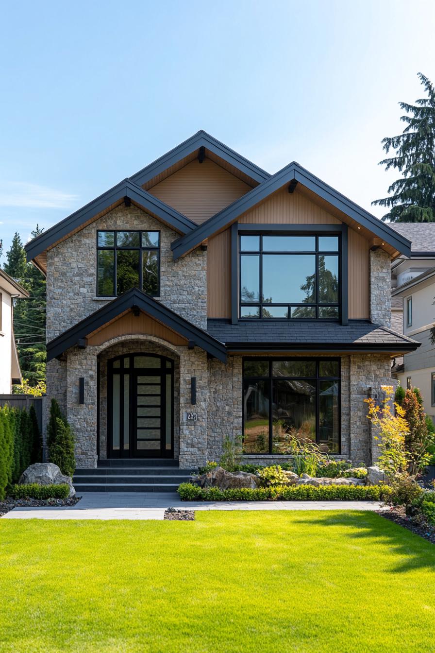 Modern suburban house with manicured lawn