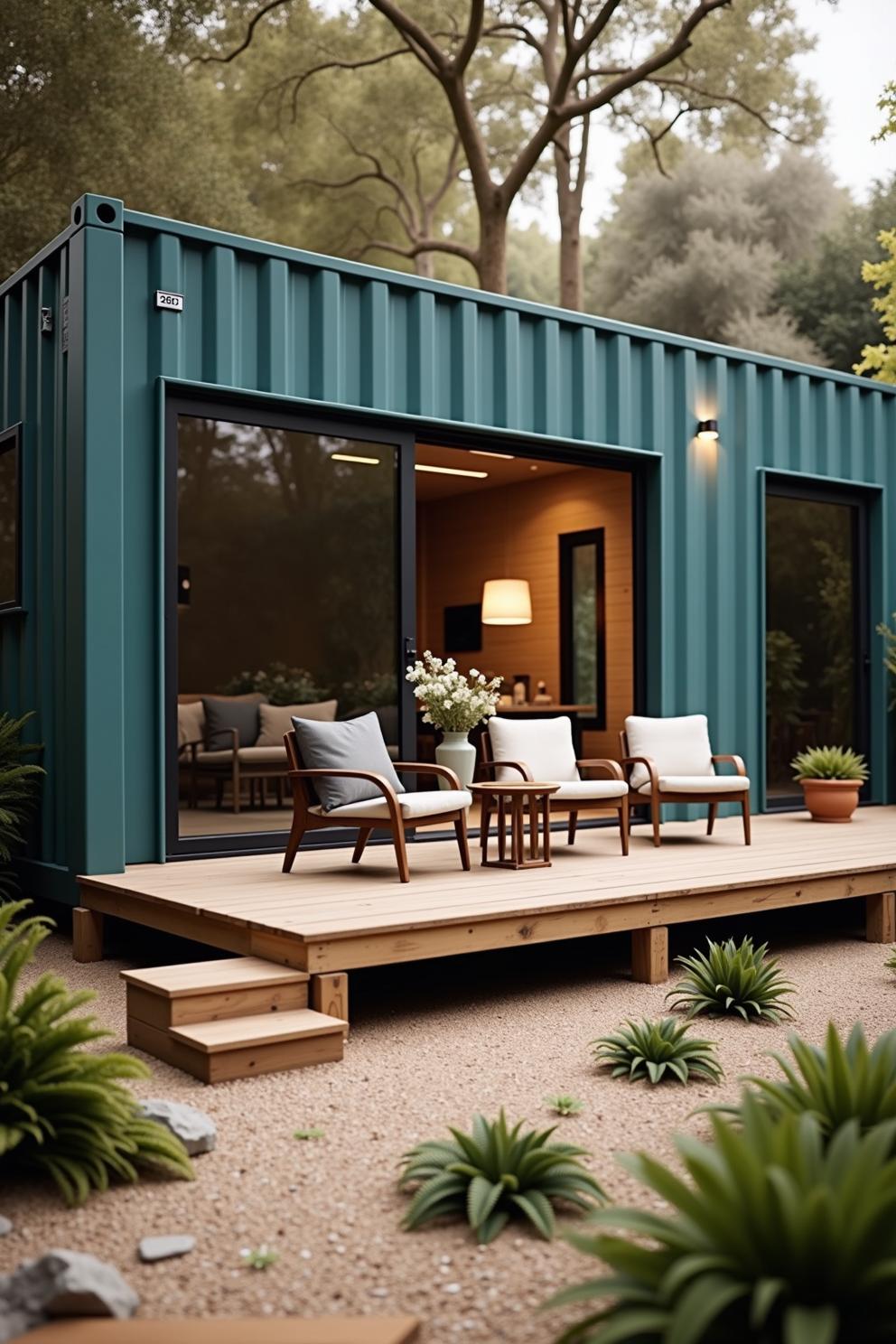 Stylish container house with minimalist porch