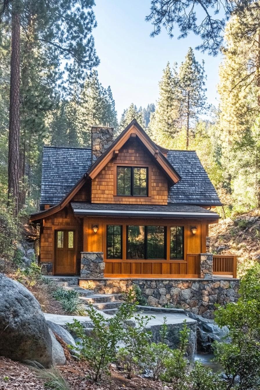 Charming cabin nestled in lush forest