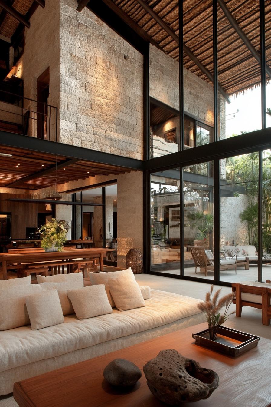 Modern Balinese interior with natural elements