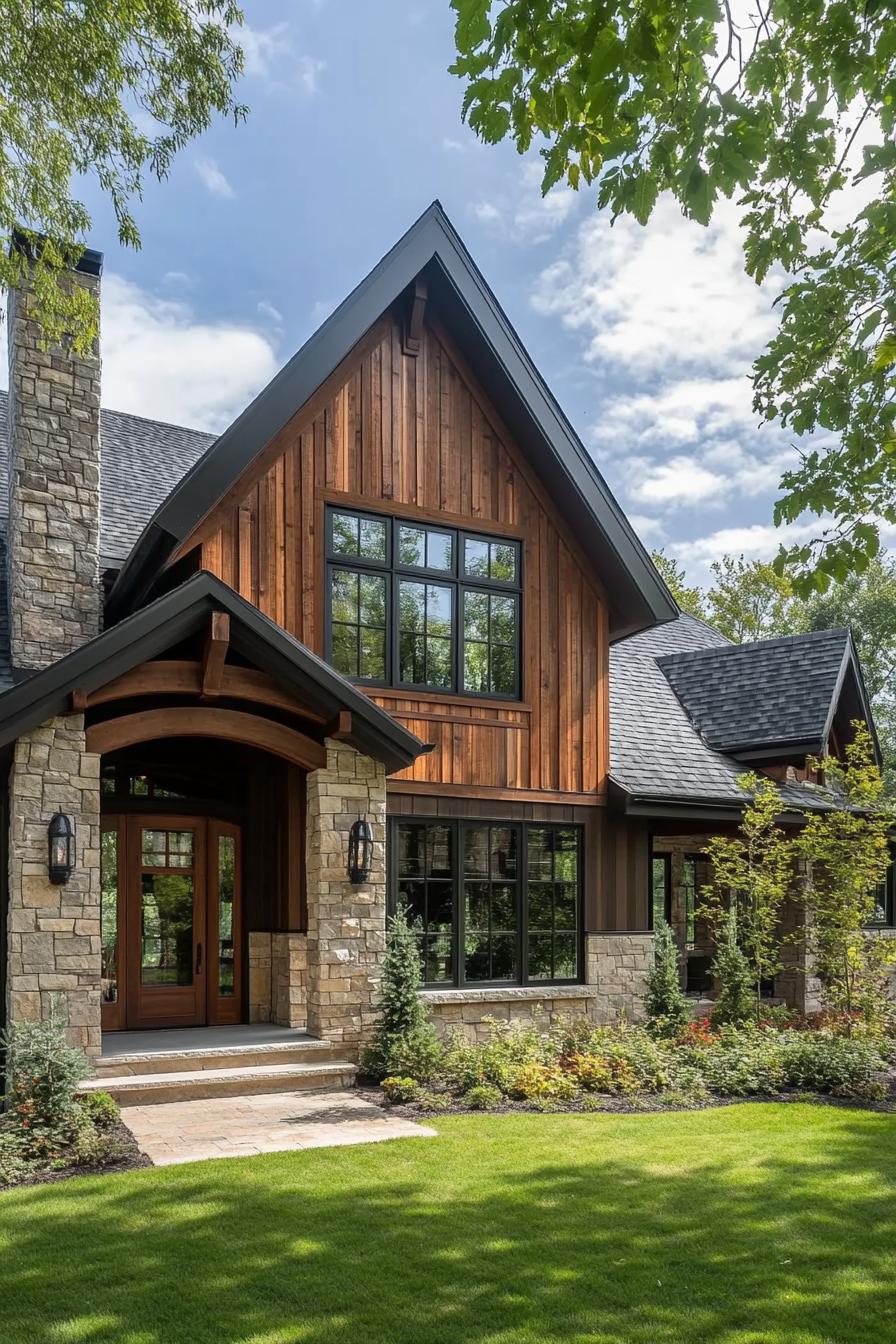 Cozy cottage with stone and wood accents