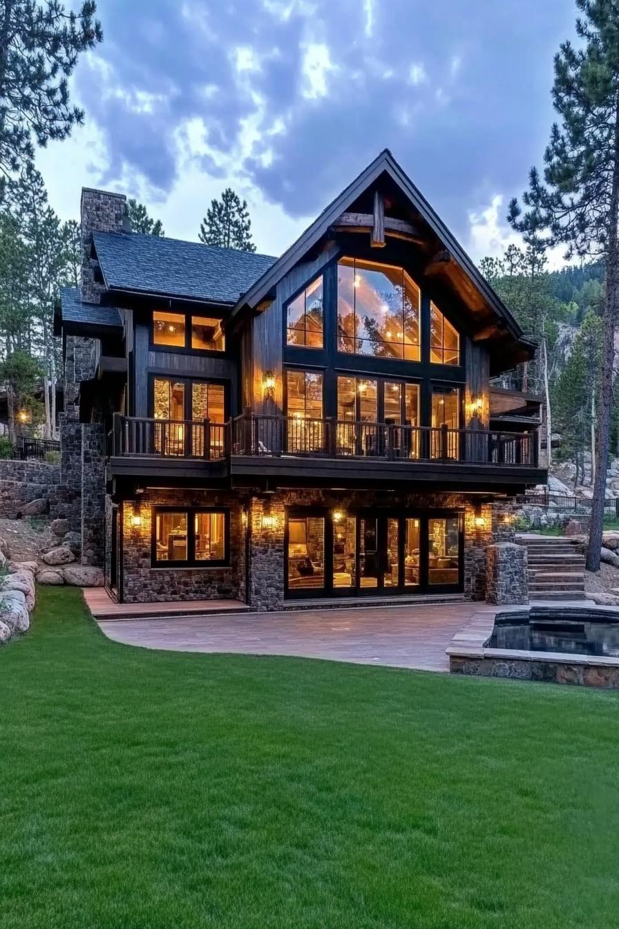 Rustic chalet nestled among trees